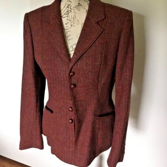 Vintage J.G. Hook 100% Wool Blazer With Shoulder Pads, Size 12 - Picture 1 of 8